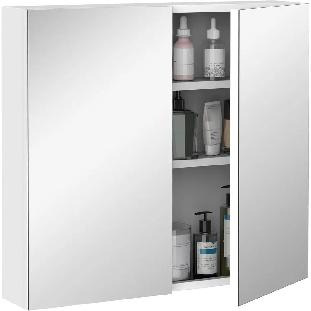 Bathroom Mirrored Cabinet, 24"x22" Steel e Medicine Cabinet, Wall-Mounted Storage Organizer with Double Do, White
Bathroom Mirrored Cabinet, 24"x22" Steel e Medicine Cabinet, Wall-Mounted Storage Organizer with Double Do, White
