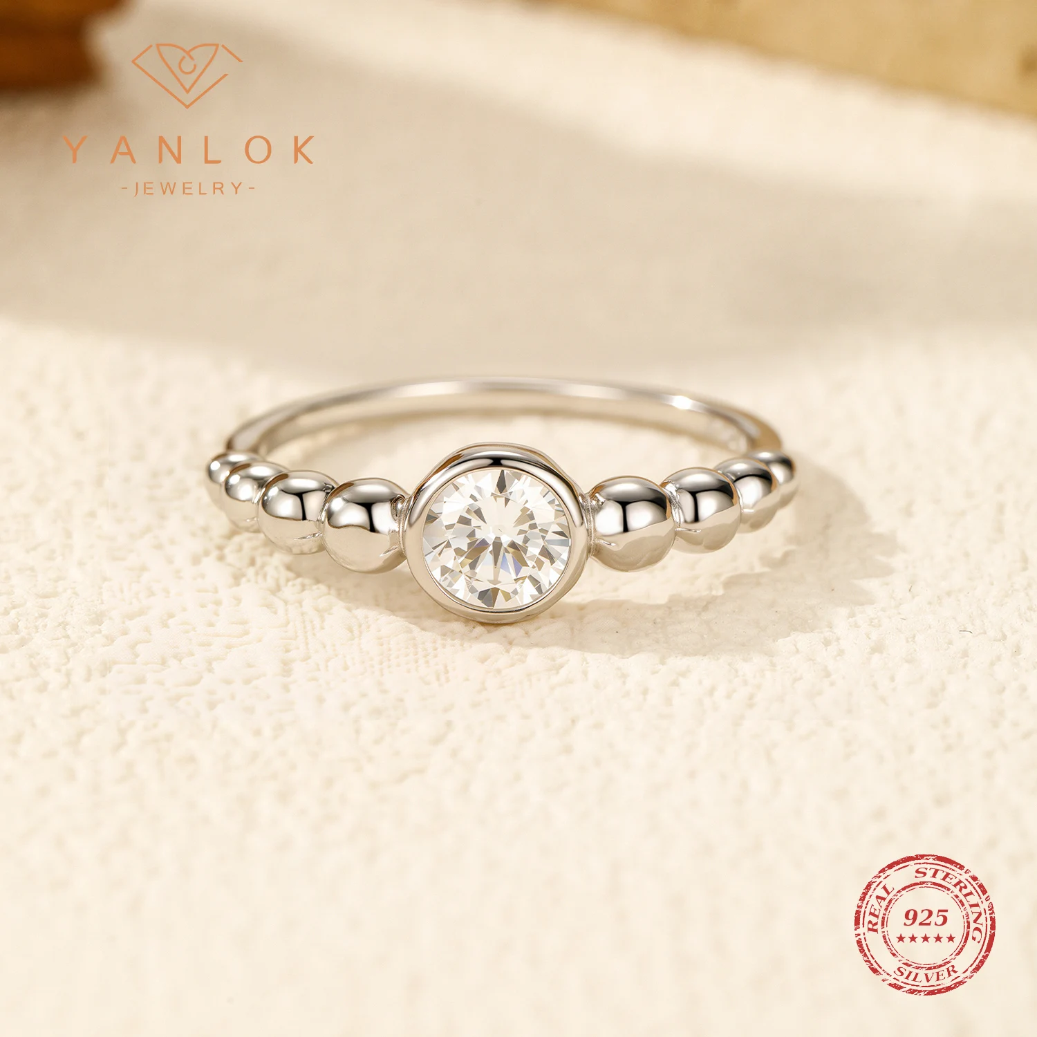 YANLOK 925 Sterling Silver Sparkling Round 0.5 Carat Moissanite Cute Beads Finger Rings For Women Party Fine Jewelry
YANLOK 925 Sterling Silver Sparkling Round 0.5 Carat Moissanite Cute Beads Finger Rings For Women Party Fine Jewelry