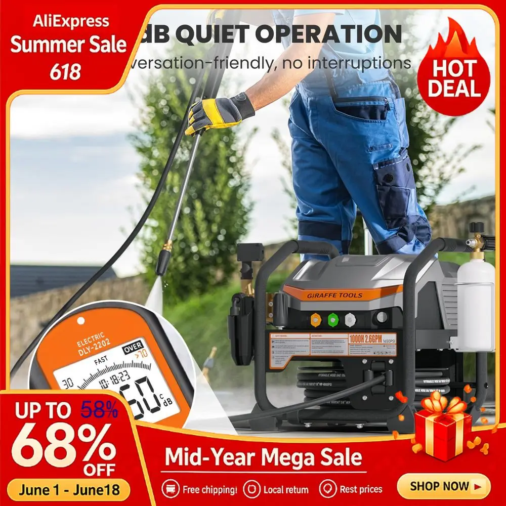 Crossfalls Retractable Pressure Washer Ultra, Max 2.6GPM 1650PSI with Brushless Motor, Wall Mount Electric Power Washer, Custom
Crossfalls Retractable Pressure Washer Ultra, Max 2.6GPM 1650PSI with Brushless Motor, Wall Mount Electric Power Washer, Custom