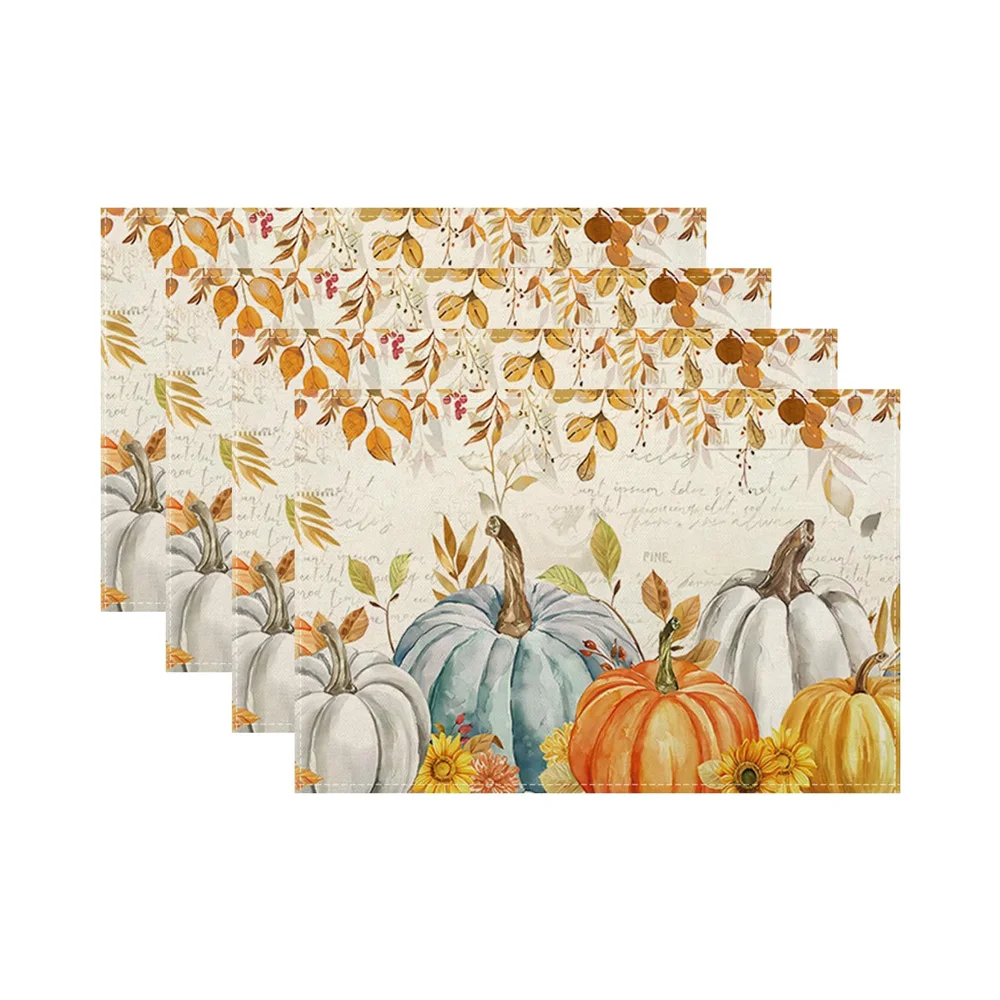 Fall Blue Orange Pumpkin Placemats Thanksgiving Decoration Autumn Maple Leaves Floral Linen Table Mats Kitchen Party Table Decor
Fall Blue Orange Pumpkin Placemats Thanksgiving Decoration Autumn Maple Leaves Floral Linen Table Mats Kitchen Party Table Decor