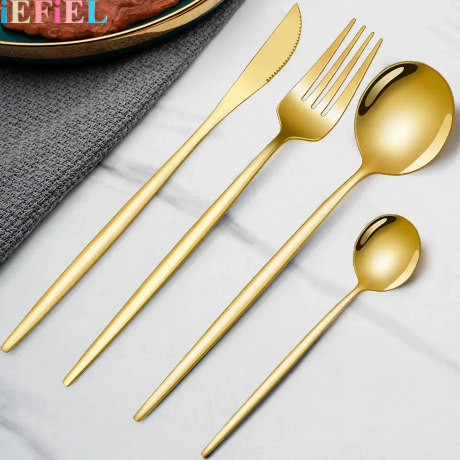 24-Piece Stainless Steel Creative Minimalist Knife Fork Spoon And Coffee Spoon Tableware Set for Dinner
24-Piece Stainless Steel Creative Minimalist Knife Fork Spoon And Coffee Spoon Tableware Set for Dinner