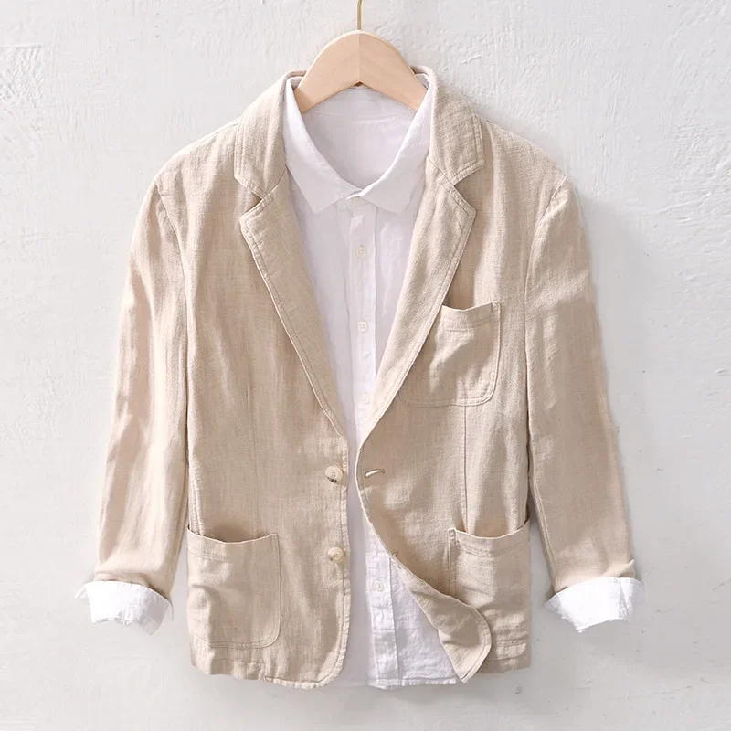 Spring and Summer Men's Blazer Daily Casual Blazers Linen Cotton Jacket Three Quarter Sleeve Suit Korean Fashion Luxury Jacket
Spring and Summer Men's Blazer Daily Casual Blazers Linen Cotton Jacket Three Quarter Sleeve Suit Korean Fashion Luxury Jacket