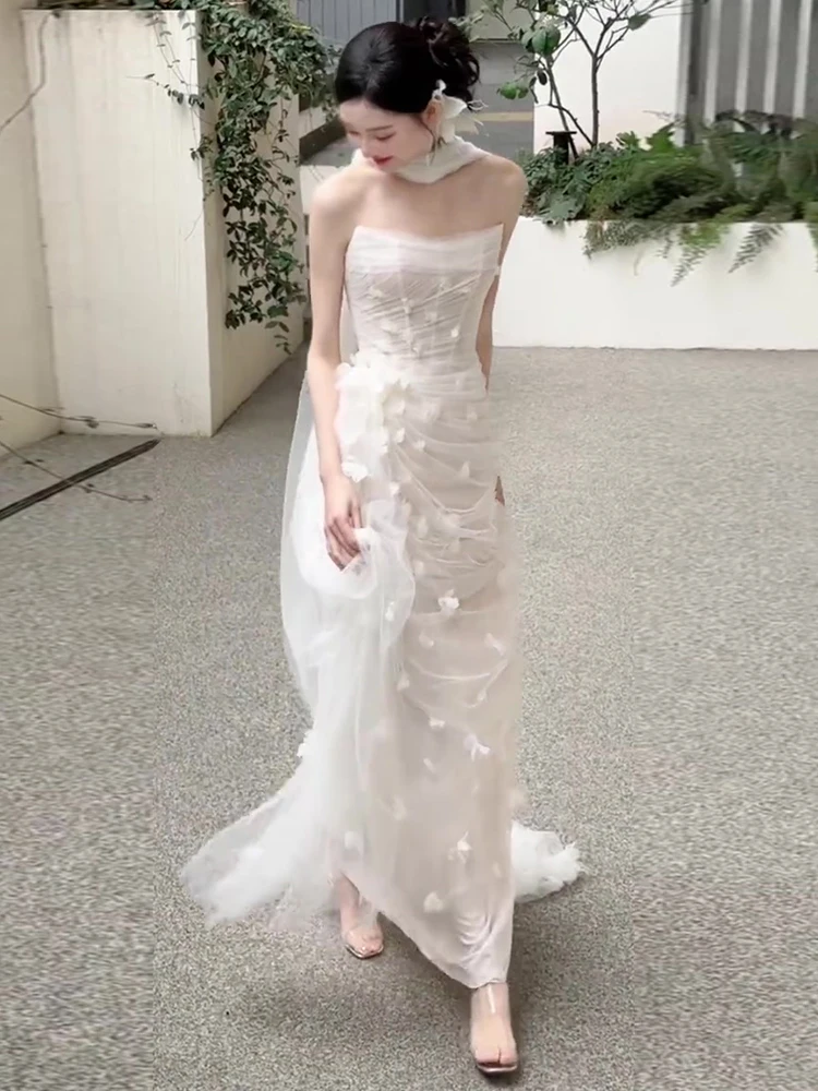 Dry White Flridal Gown Strapl Long Wedding Dr Luxury Outdoor Ceremony Evening Outfit Sweet Sle Me Fabric
Dry White Flridal Gown Strapl Long Wedding Dr Luxury Outdoor Ceremony Evening Outfit Sweet Sle Me Fabric