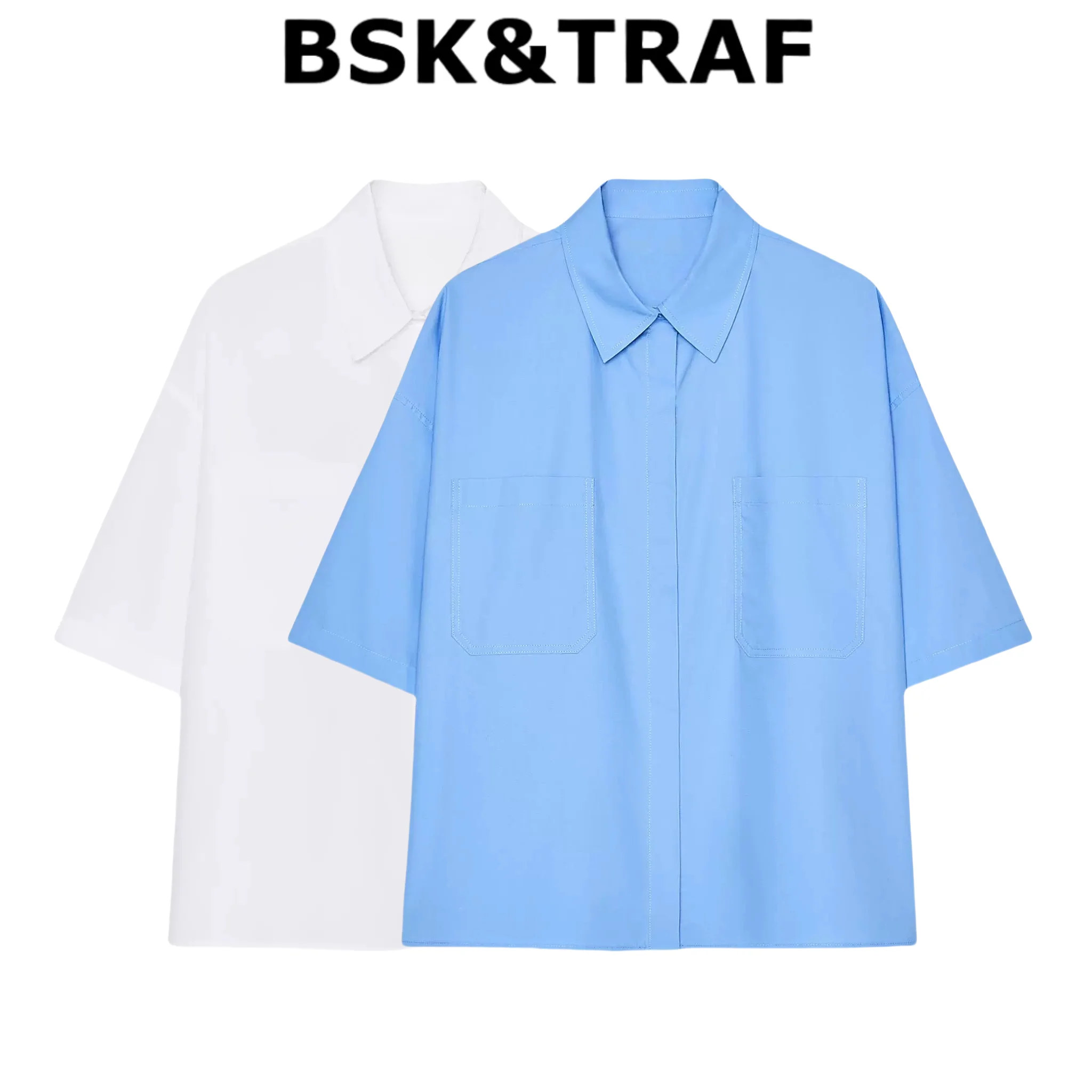 BSK&TRAF Poplin Cotton Short-sleeved Short Shirt 2025 Summer New Women's Lapel Casual Tops Straight Commuter Shirt
BSK&TRAF Poplin Cotton Short-sleeved Short Shirt 2025 Summer New Women's Lapel Casual Tops Straight Commuter Shirt