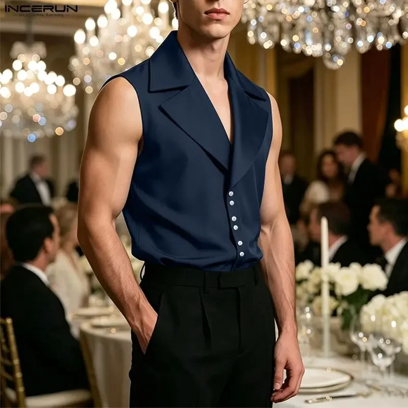 INCERUN Men's Shirt Lapel Sleeveless Solid Color Casual Tops Men Clothes Summer 2026 Elegant Streetwear Fashion Camisa Shirts
INCERUN Men's Shirt Lapel Sleeveless Solid Color Casual Tops Men Clothes Summer 2026 Elegant Streetwear Fashion Camisa Shirts