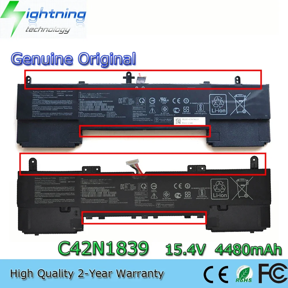Новый оригинальный аккумулятор для ноутбука C42N1839 15,4 В 4480 мАч для Asus Zenbook 15 Pro UX563FD UX534FA UX534FT UX533FD 4ICP5/41/75-2
Новый оригинальный аккумулятор для ноутбука C42N1839 15,4 В 4480 мАч для Asus Zenbook 15 Pro UX563FD UX534FA UX534FT UX533FD 4ICP5/41/75-2