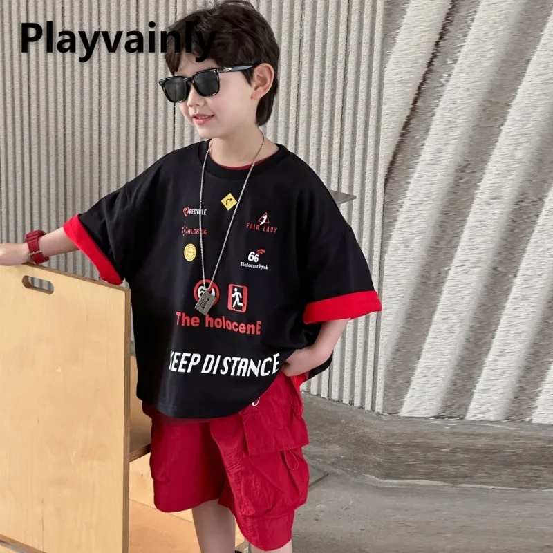 New Summer Boys Stylish Loose T-shirt Black Short Sleeve Letter Print Pullover Tops Children Versatile Tees Kids Clothes A25113
New Summer Boys Stylish Loose T-shirt Black Short Sleeve Letter Print Pullover Tops Children Versatile Tees Kids Clothes A25113