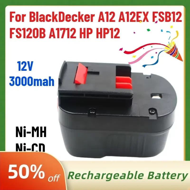 12V 3000mAh Rechargeable Tool Battery for BlackDecker A12 A12EX FSB12 FS120B A1712 HP HP12 Ni-MH Ni-CD Replacement Drill
12V 3000mAh Rechargeable Tool Battery for BlackDecker A12 A12EX FSB12 FS120B A1712 HP HP12 Ni-MH Ni-CD Replacement Drill