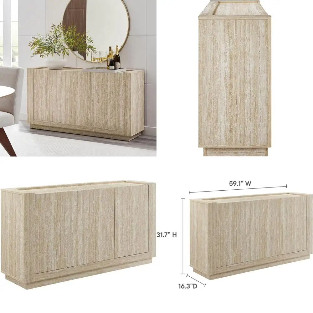 Large 59 3-Door Travertine Sideboard with Adjustable Shelves for Living/Dining Rooms, Entryways, and Hallways
Large 59 3-Door Travertine Sideboard with Adjustable Shelves for Living/Dining Rooms, Entryways, and Hallways