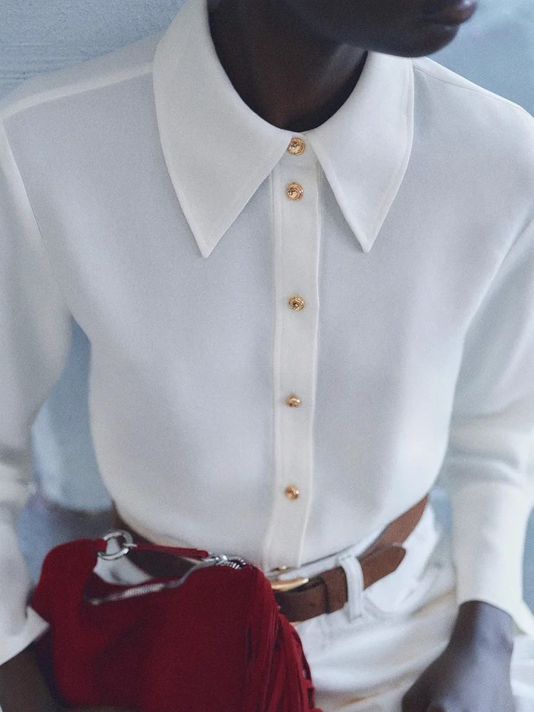 2025 Trend Fashion Women's Casual Elegant White Long Sleeve Shirt Office Lady High Quality Gold Button Slim Fit Shirts & Blouses
2025 Trend Fashion Women's Casual Elegant White Long Sleeve Shirt Office Lady High Quality Gold Button Slim Fit Shirts & Blouses