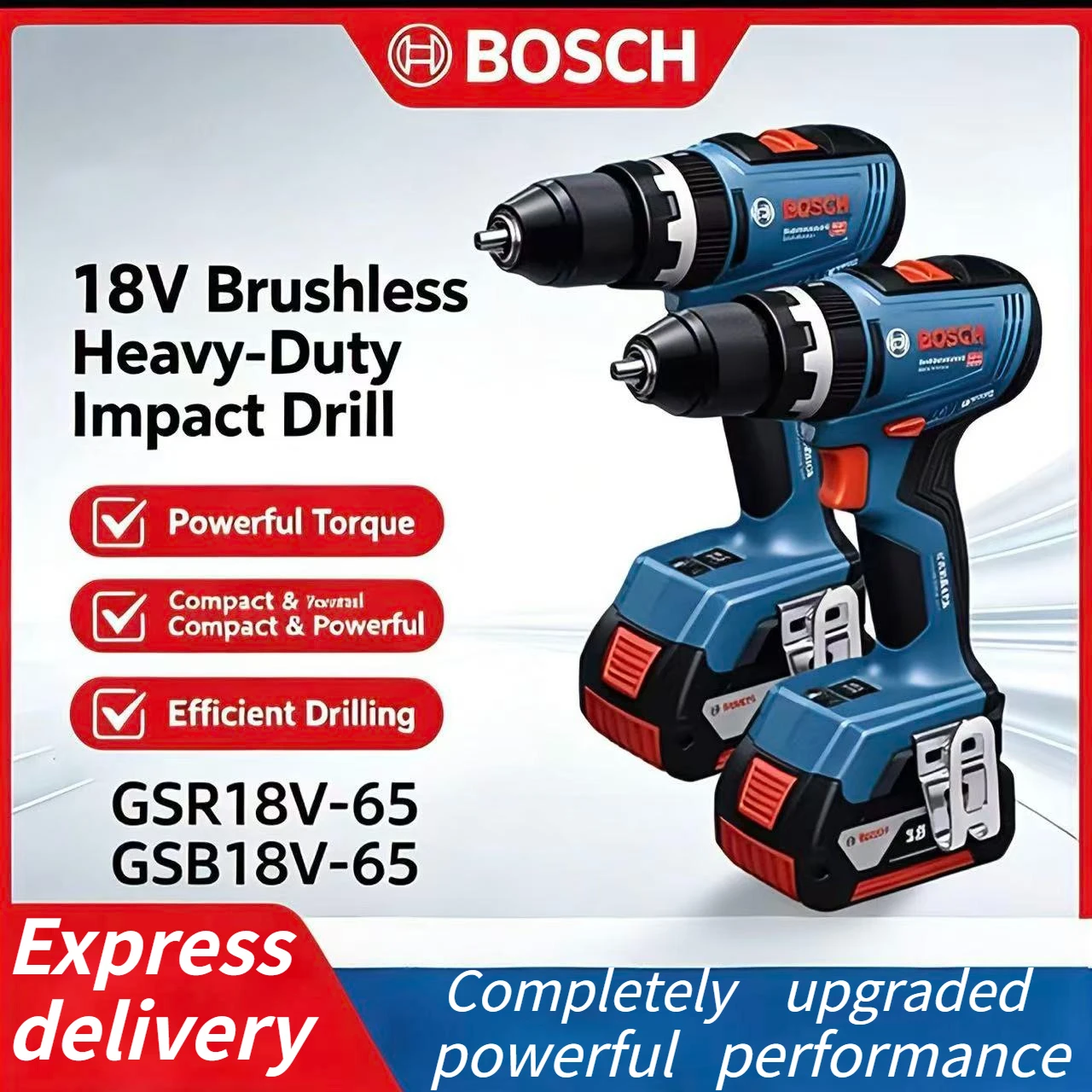 Bosch GSR 18V-65 & GSB 18V-65 Drills, Impact & Standard Combo, Durable Build for Concrete, Wood & Metal
Bosch GSR 18V-65 & GSB 18V-65 Drills, Impact & Standard Combo, Durable Build for Concrete, Wood & Metal
