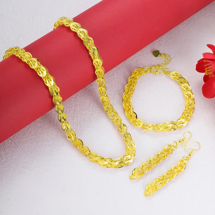 Luxury 9999 24K Real Gold Women's Jewelry Phoenix Tail Bracelet Necklace Earring Three-piece Set
Luxury 9999 24K Real Gold Women's Jewelry Phoenix Tail Bracelet Necklace Earring Three-piece Set