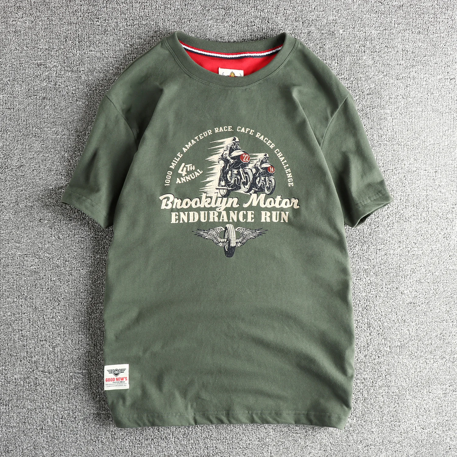 Motorcycle element pattern American vintage short-sleeved T-shirt men washed wool cotton summer youth half-sleeved T-shirt
Motorcycle element pattern American vintage short-sleeved T-shirt men washed wool cotton summer youth half-sleeved T-shirt