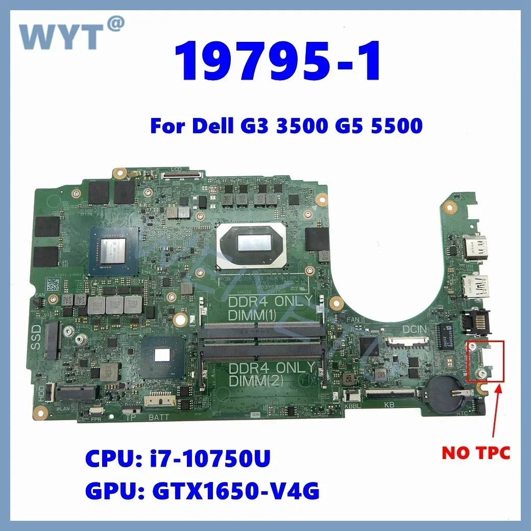 19795-1 Laptop Motherboard For Dell G3 3500 G5 5500 Notebook Mainboard With i7-10750U CPU GTX1650-V4G GPU Tested OK
19795-1 Laptop Motherboard For Dell G3 3500 G5 5500 Notebook Mainboard With i7-10750U CPU GTX1650-V4G GPU Tested OK