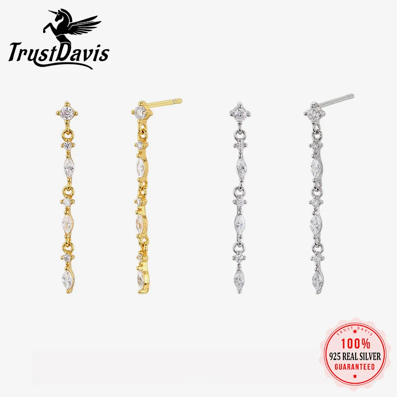 TrustDavis 925 Sterling Silver Women's Fashion Simple Zirconia Long Chain Drop Earrings for Women Girls Jewelry Gift DS4380
TrustDavis 925 Sterling Silver Women's Fashion Simple Zirconia Long Chain Drop Earrings for Women Girls Jewelry Gift DS4380