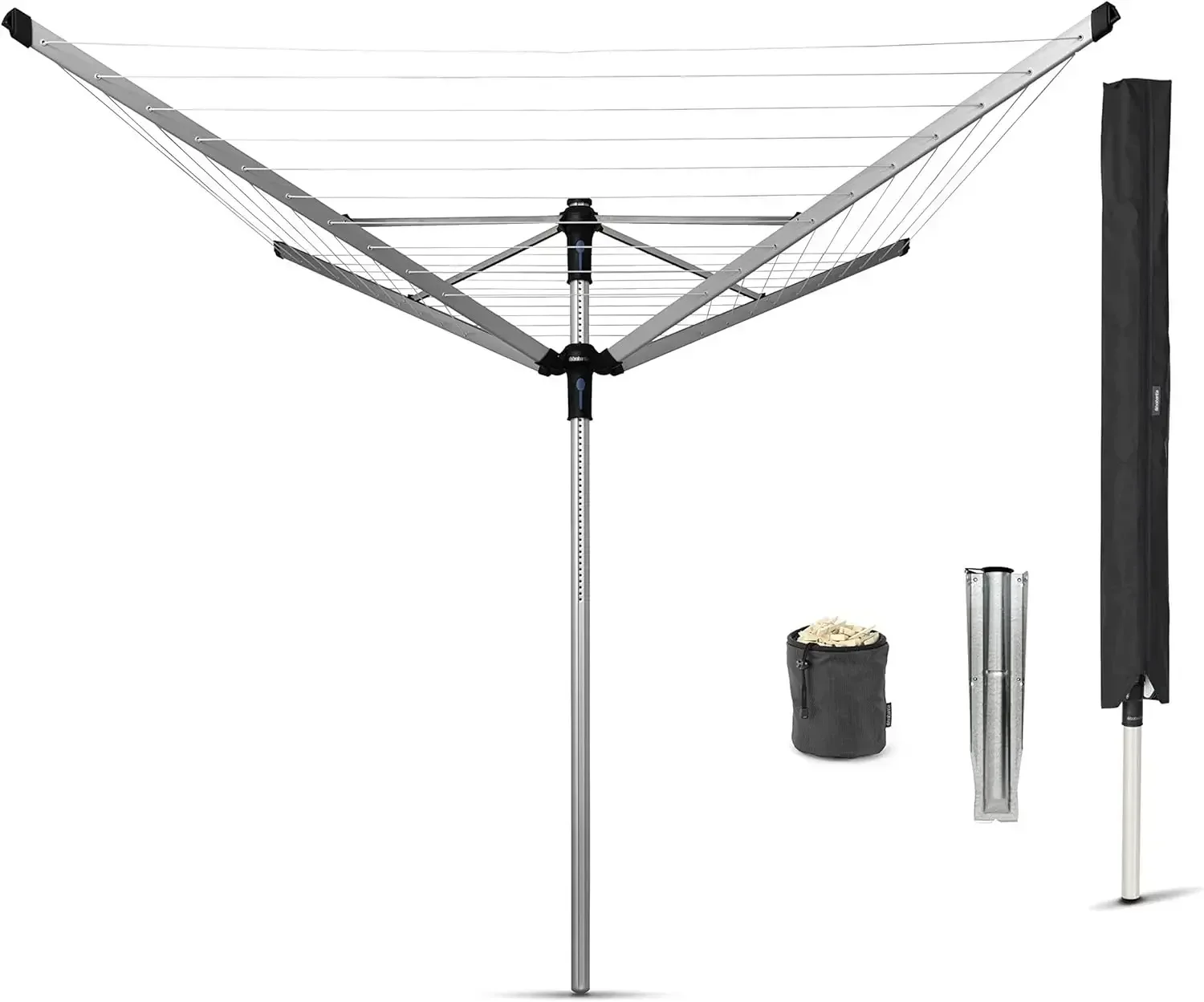 Lift-O-Matic Advance Outdoor 4 Arm Clothesline (164 ft/Ø 1.97") Height Adjustable, Folding Clothes Drying Rack + Ground Spike
Lift-O-Matic Advance Outdoor 4 Arm Clothesline (164 ft/Ø 1.97") Height Adjustable, Folding Clothes Drying Rack + Ground Spike