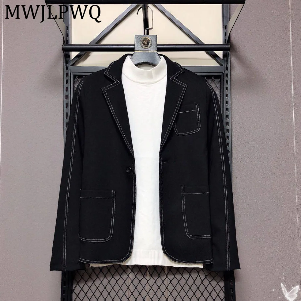 MWJLPWQ Men Black Contrast Stitch Blazer Jacket Long Sleeve One-Button Coat Pockets Spring Autumn Daily Wear Outerwear15498
MWJLPWQ Men Black Contrast Stitch Blazer Jacket Long Sleeve One-Button Coat Pockets Spring Autumn Daily Wear Outerwear15498
