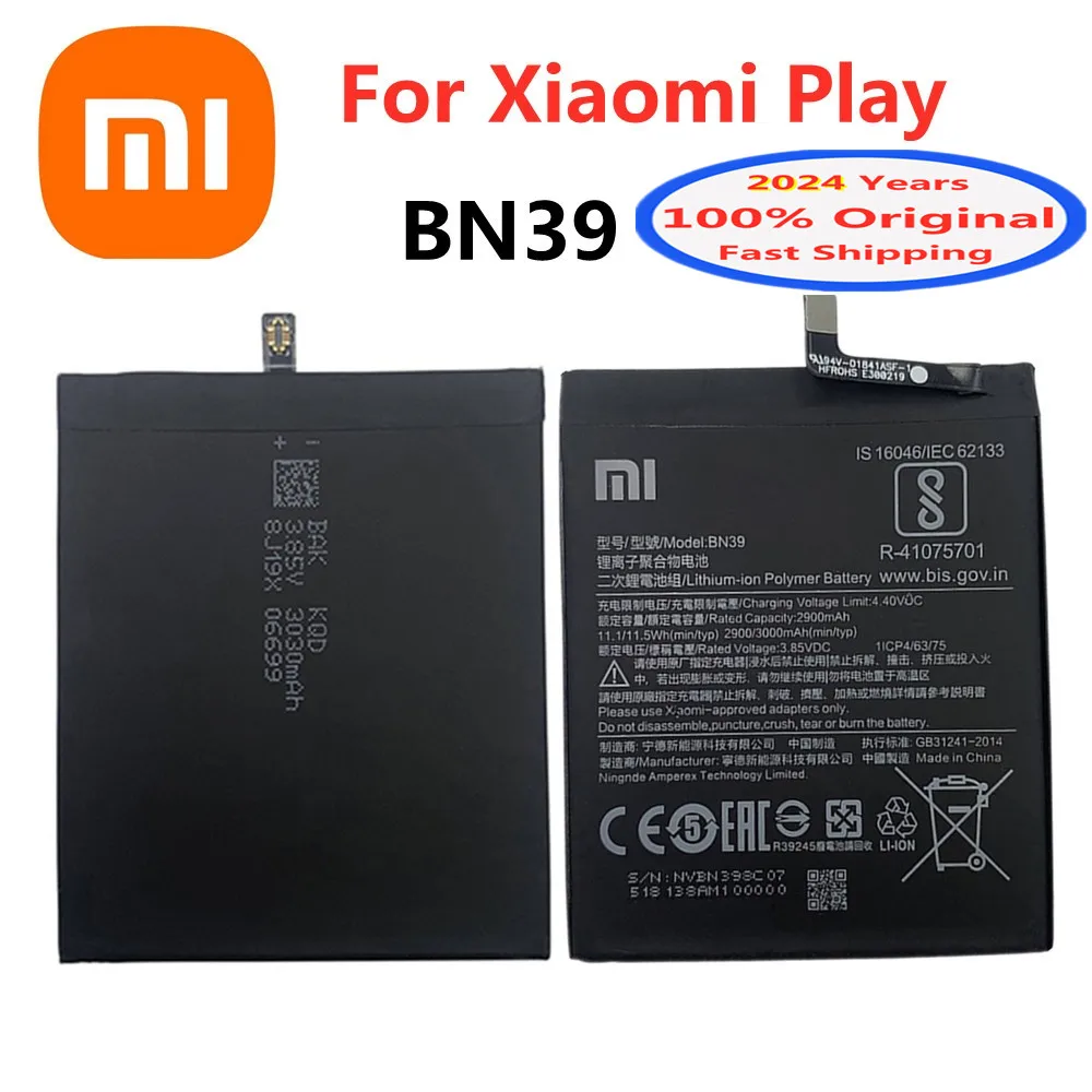 2024 Years Xiao mi 100% Orginal Replacement Battery BN39 3000mAh For Xiaomi Mi Play MiPlay BN39 Phone Battery Bateria In Stock
2024 Years Xiao mi 100% Orginal Replacement Battery BN39 3000mAh For Xiaomi Mi Play MiPlay BN39 Phone Battery Bateria In Stock