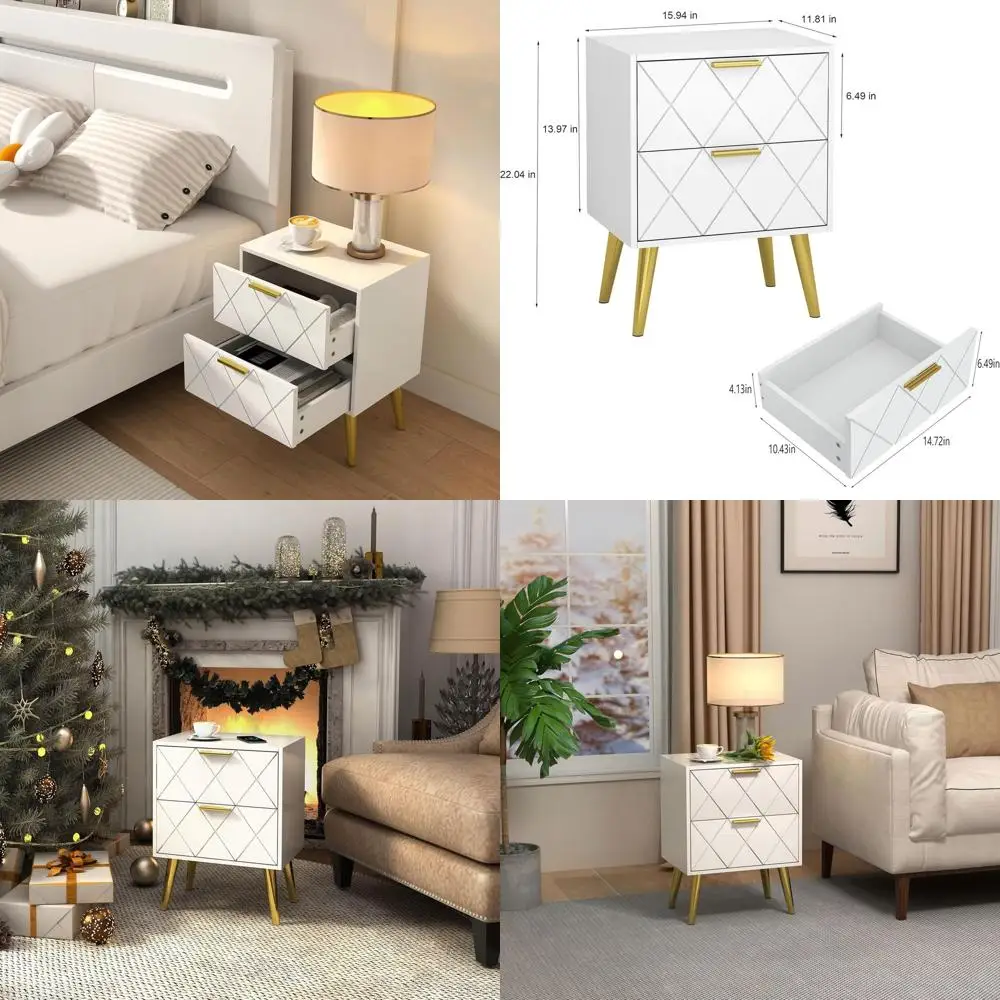 Современная белая прикроватная тумбочка с 2 ящиками и золотыми ножками для гостиной и спальни
Современная белая прикроватная тумбочка с 2 ящиками и золотыми ножками для гостиной и спальни