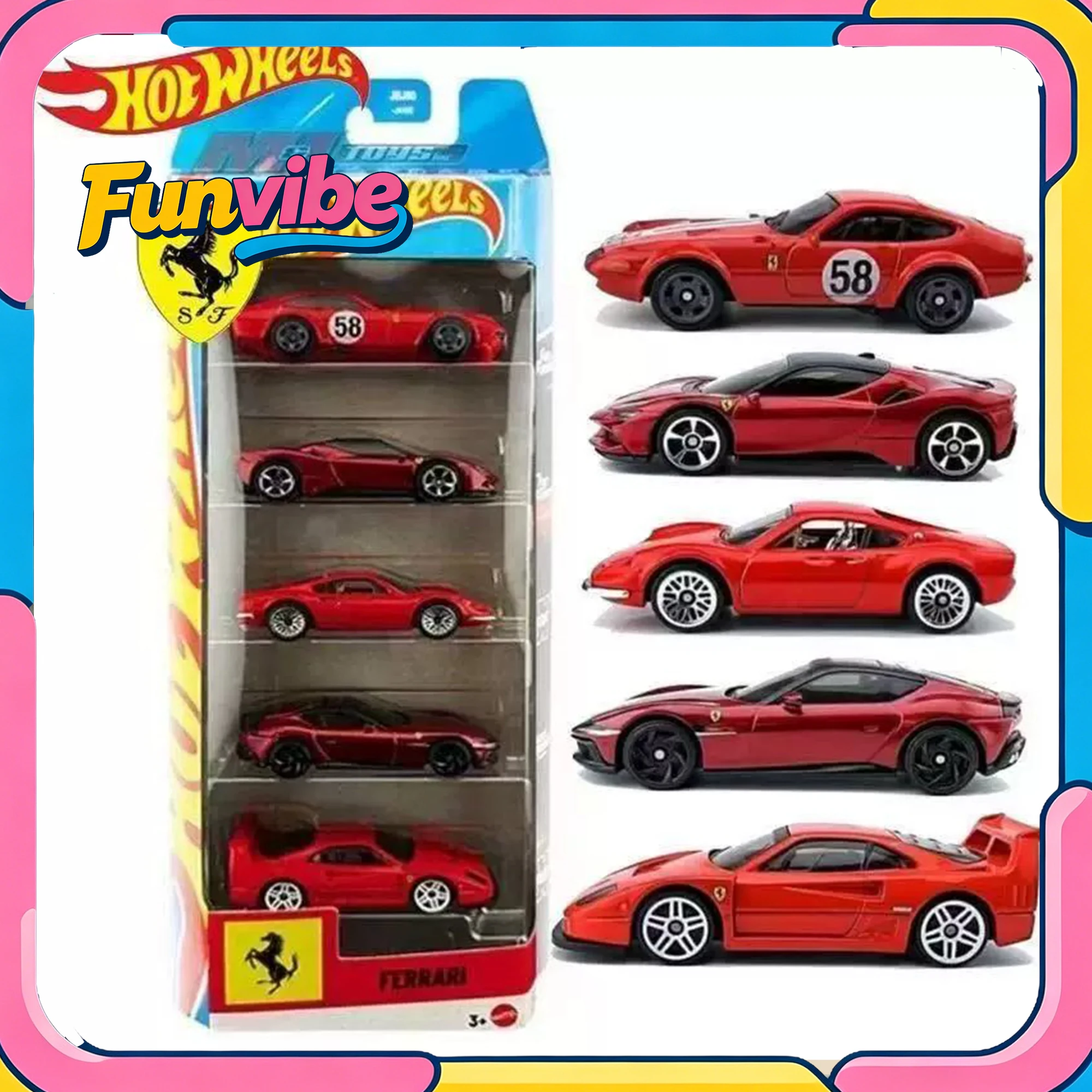 Hot Wheels New 5-Pack Ferrari Race Cars Model Simulation Collection Diecast Alloy Car Model Room Ornament Cars for Boy Toys Gift
Hot Wheels New 5-Pack Ferrari Race Cars Model Simulation Collection Diecast Alloy Car Model Room Ornament Cars for Boy Toys Gift