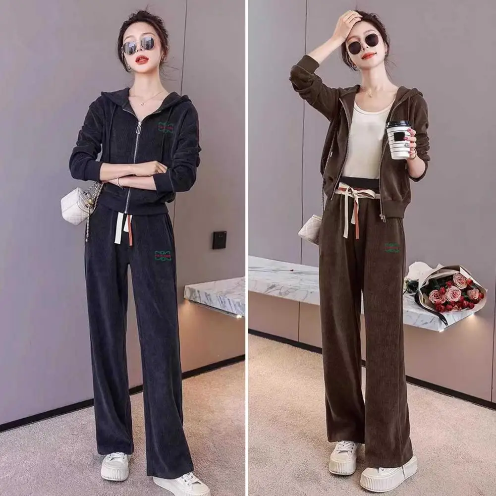 Outfit Spring Sportwear Women's Winter Hooded Zipper Closure Drawstring Tracksuit Set Jacket Wide Leg Pants Sportwear Tracksuit
Outfit Spring Sportwear Women's Winter Hooded Zipper Closure Drawstring Tracksuit Set Jacket Wide Leg Pants Sportwear Tracksuit