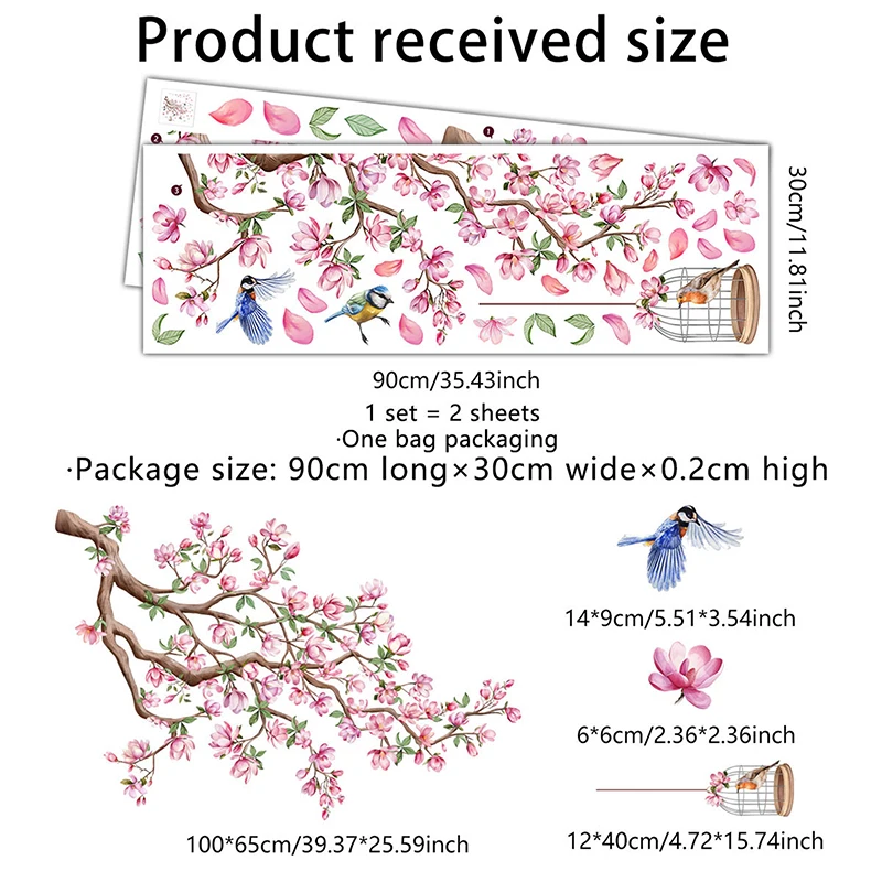【MQ124】2Pcs Pink Peach Blossom Bird Wall Stickers PVC Self-adhesive Bedroom Living Room Art Deco Decal Wallpaper DIY Decor
【MQ124】2Pcs Pink Peach Blossom Bird Wall Stickers PVC Self-adhesive Bedroom Living Room Art Deco Decal Wallpaper DIY Decor