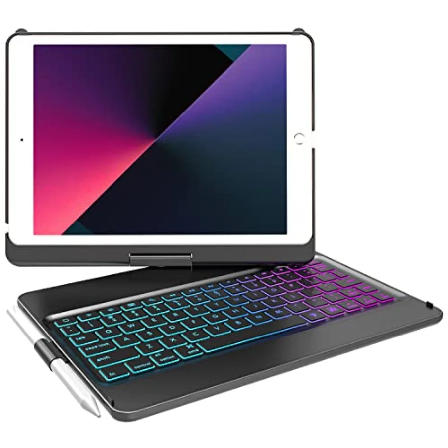 iPad keyboard case for 10.2 inch: 360 rotatable, wireless detachable Bluetooth cover with backlit keys in 7 colors, compatible
iPad keyboard case for 10.2 inch: 360 rotatable, wireless detachable Bluetooth cover with backlit keys in 7 colors, compatible