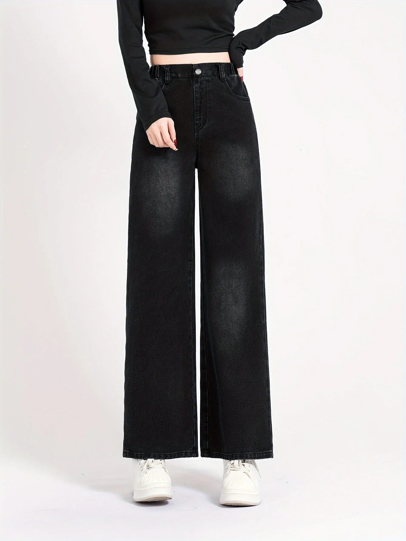 Washed Black Casual Straight Leg Jeans for Teens And Tweens Loose Wide Leg Long Versatile Simple Style Children's Clothing
Washed Black Casual Straight Leg Jeans for Teens And Tweens Loose Wide Leg Long Versatile Simple Style Children's Clothing
