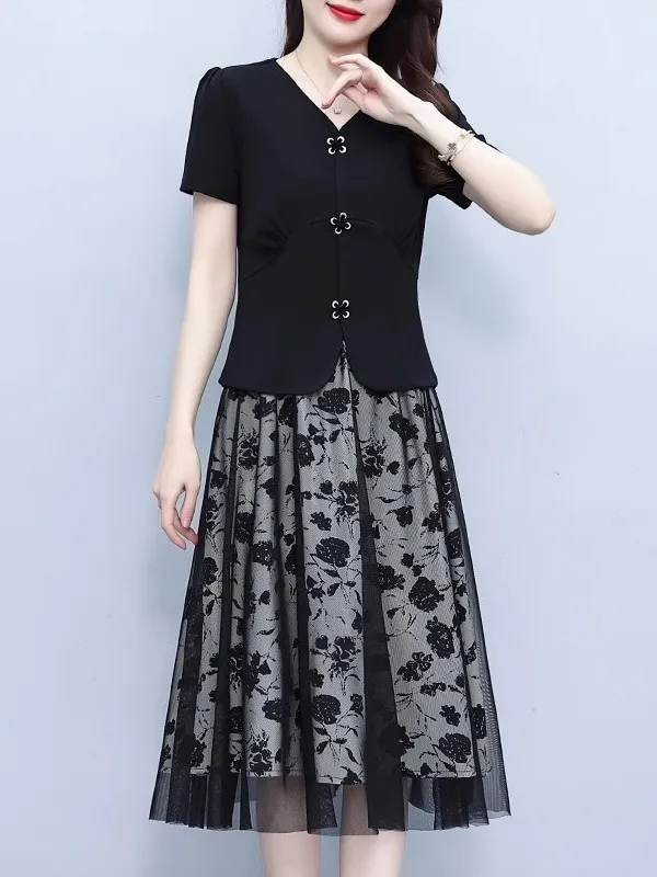 Summer Outfit Set Women's Midi Dress Two-Piece Suit V-Neck Short Sleeve A-Line Skirt Slim Fit Commute Style Polyester Fiber
Summer Outfit Set Women's Midi Dress Two-Piece Suit V-Neck Short Sleeve A-Line Skirt Slim Fit Commute Style Polyester Fiber