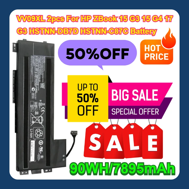 90 Вт/7895 мАч VV09XL 2 шт. для HP ZBook 15 G3 15 G4 17 G3 HSTNN-DB7D HSTNN-C87C аккумулятор
90 Вт/7895 мАч VV09XL 2 шт. для HP ZBook 15 G3 15 G4 17 G3 HSTNN-DB7D HSTNN-C87C аккумулятор