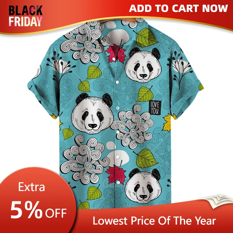 Hawaiian Shirt Panda Spring Summer Lapel Short Sleeve Shirt Fashion Button Design Men's Clothing Soft Comfortable Shirt
Hawaiian Shirt Panda Spring Summer Lapel Short Sleeve Shirt Fashion Button Design Men's Clothing Soft Comfortable Shirt