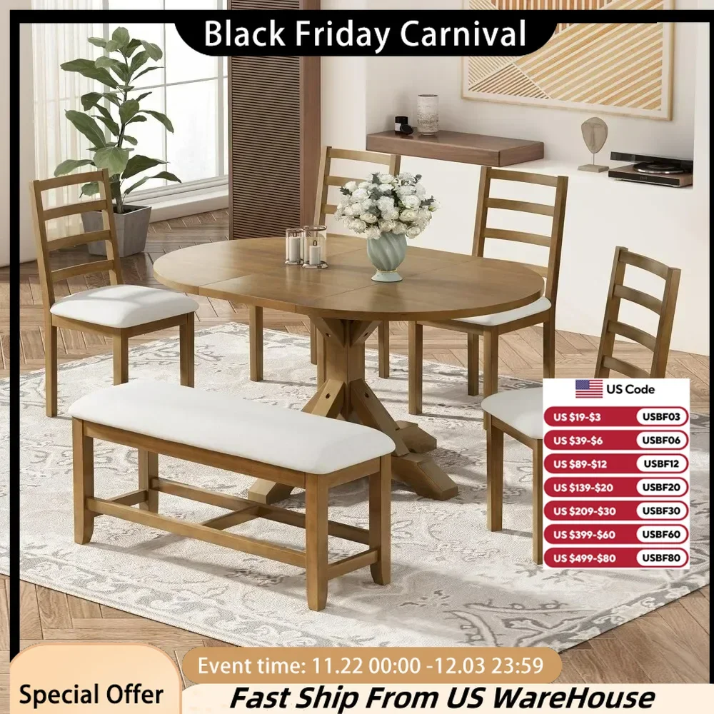 Extendable Pedestal Dining Table Set, Wood Table Set with 4 Ladder Back, Dining Chairs for Home, Kitchen, 6 Pcs
Extendable Pedestal Dining Table Set, Wood Table Set with 4 Ladder Back, Dining Chairs for Home, Kitchen, 6 Pcs