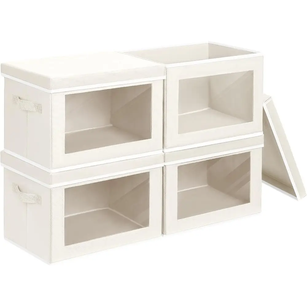 Контейнеры для хранения с крышками, набор из 4 больших кубов для хранения с окном, коробки для шкафа с крышками и ручками, тканевые коробки для организации одежды
Контейнеры для хранения с крышками, набор из 4 больших кубов для хранения с окном, коробки для шкафа с крышками и ручками, тканевые коробки для организации одежды