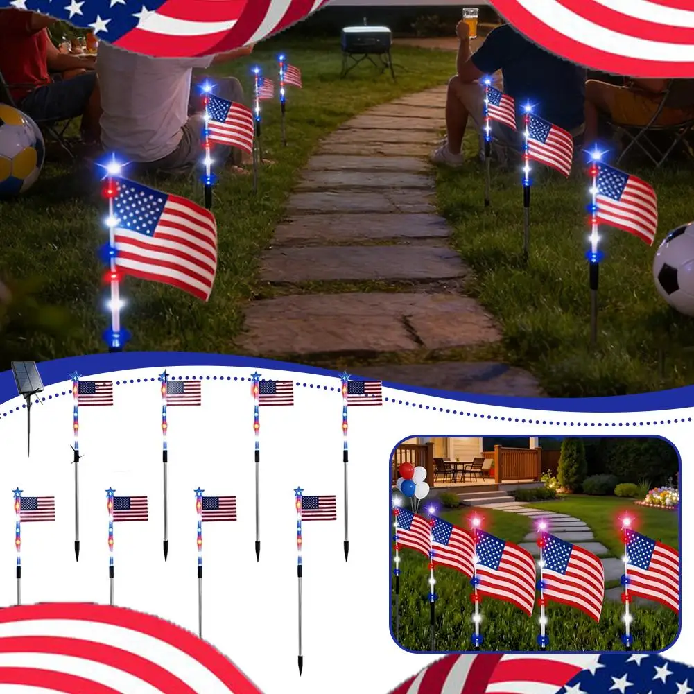 8 Pack Solar American Flag Stake Lights Solar Powered American Flag LED Pathway Lights Waterproof Outdoor Landscape Decor
8 Pack Solar American Flag Stake Lights Solar Powered American Flag LED Pathway Lights Waterproof Outdoor Landscape Decor