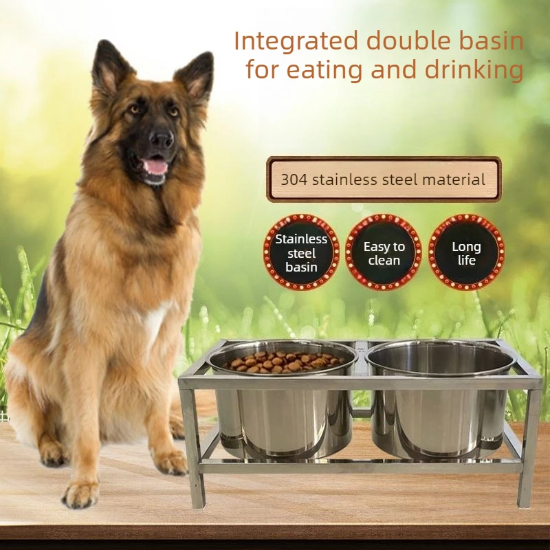 304 Stainless Steel Dog Dual Bowls with Rack Fixed Dog Water Food Bucket Stable Double Bowl Pet Neck Protection Dogs Feeder
304 Stainless Steel Dog Dual Bowls with Rack Fixed Dog Water Food Bucket Stable Double Bowl Pet Neck Protection Dogs Feeder