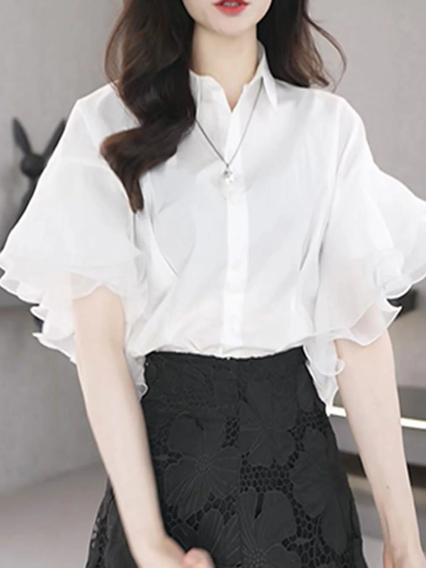 Ele Patchwork Design Loose Fit Single Button irt Women's Top Korean Sle Commute Straight Tube Silken Summer Blouse
Ele Patchwork Design Loose Fit Single Button irt Women's Top Korean Sle Commute Straight Tube Silken Summer Blouse