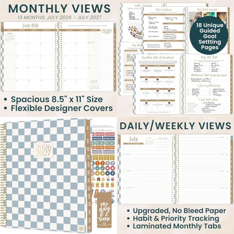 2026-2027 Planner 8.5 x 11 13 Month Academic Year Organizer (July 2026 - July 2027) - Weekly Monthly Agenda Book with Stickers
2026-2027 Planner 8.5 x 11 13 Month Academic Year Organizer (July 2026 - July 2027) - Weekly Monthly Agenda Book with Stickers