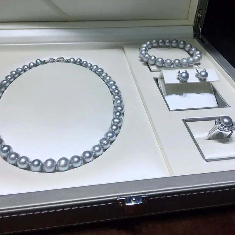 Freshwater Cultured Pearl Necklace Set for Women Gray Bracelet Ring Earrings Versatile Simple Elegant Style 183
Freshwater Cultured Pearl Necklace Set for Women Gray Bracelet Ring Earrings Versatile Simple Elegant Style 183