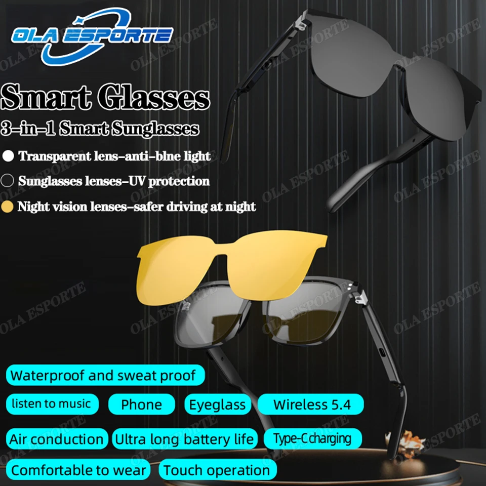 3-in-1 Smart Glasses Outdoor Sports V5.4 Bluetooth Call Anti-blue light Sunglasses Music Game Waterproof Smartglasses For Xiaomi
3-in-1 Smart Glasses Outdoor Sports V5.4 Bluetooth Call Anti-blue light Sunglasses Music Game Waterproof Smartglasses For Xiaomi