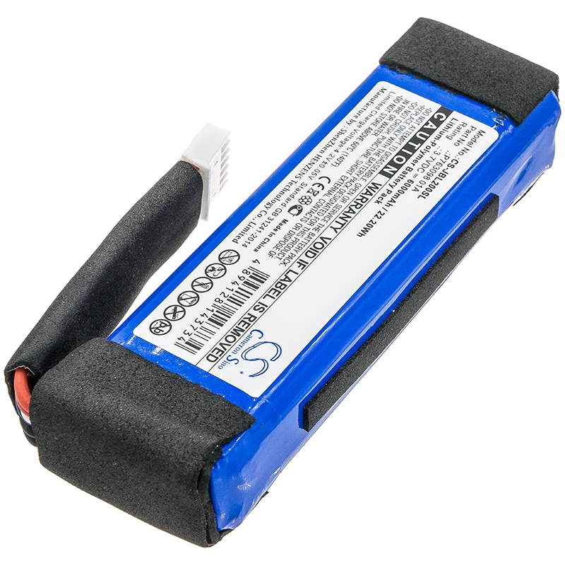Speaker Battery For JBL:P763098 01A,Link 20--6000mAh / 22.20Wh--Li-Polymer--3.70V
Speaker Battery For JBL:P763098 01A,Link 20--6000mAh / 22.20Wh--Li-Polymer--3.70V
