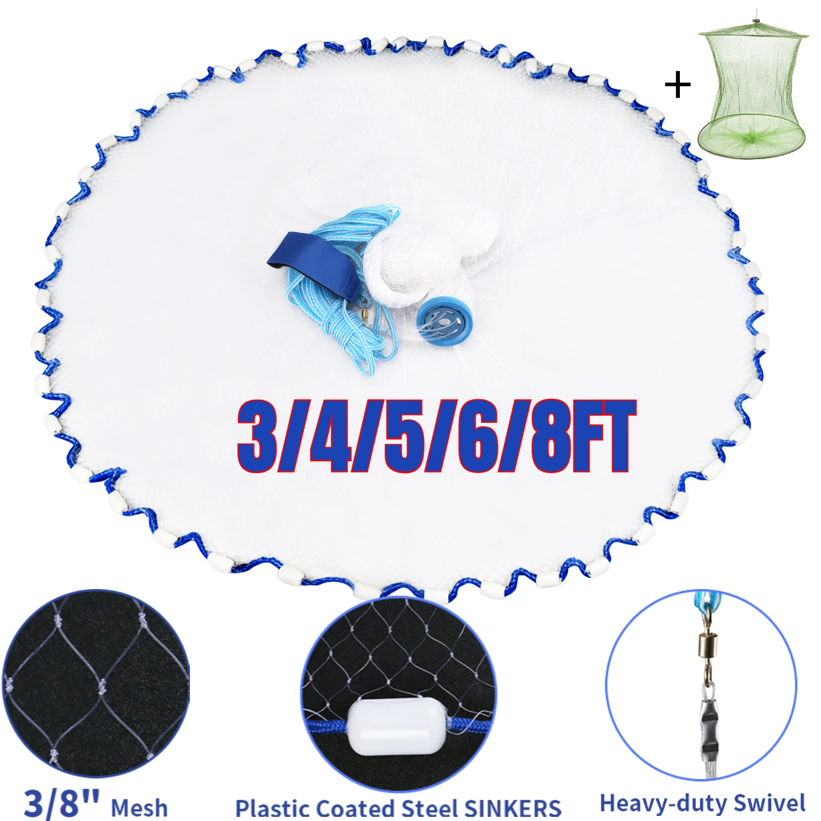 Сеть рыболовная портативная для ловли в соленой воде, для приманки, радиус 3/4/5/6/8 футов, с улучшенными грузилами, для пресной и морской воды
Сеть рыболовная портативная для ловли в соленой воде, для приманки, радиус 3/4/5/6/8 футов, с улучшенными грузилами, для пресной и морской воды