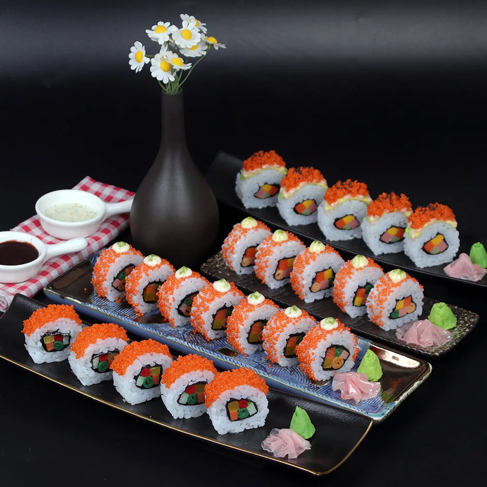 Artificial Japanese Food Delicious Sushi Salmon Roll Shop Window Display Home Kitchen Decoration Model One Plate
Artificial Japanese Food Delicious Sushi Salmon Roll Shop Window Display Home Kitchen Decoration Model One Plate