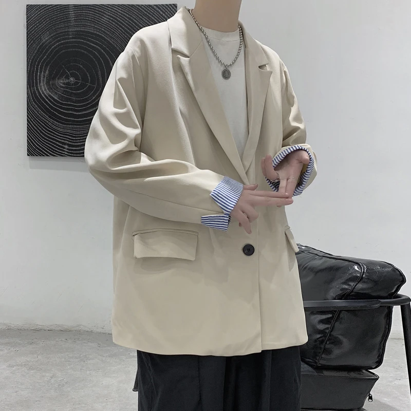 Мужской костюм в стиле ретро с полосками, свободного кроя, весенне-осенний, модный, повседневный, с длинными рукавами, на пуговицах, классический стиль
Мужской костюм в стиле ретро с полосками, свободного кроя, весенне-осенний, модный, повседневный, с длинными рукавами, на пуговицах, классический стиль