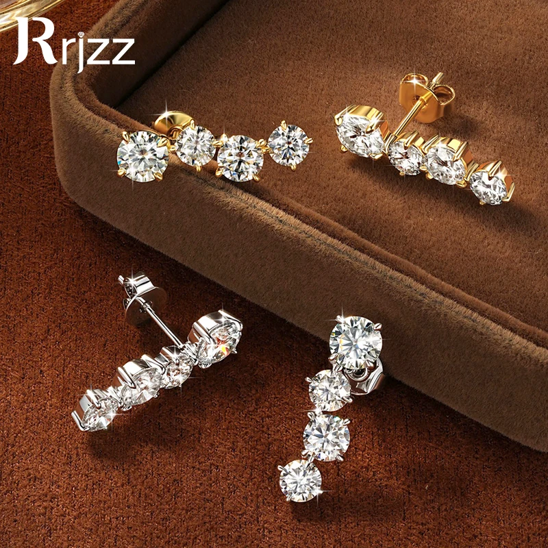 Rrjzz 5mm&4.5mm&4mm 4 Stone D-Color Moissanite Climber Stud Earrings Hypoallergenic Charms Women Earrings Birthday Jewelry Gifts
Rrjzz 5mm&4.5mm&4mm 4 Stone D-Color Moissanite Climber Stud Earrings Hypoallergenic Charms Women Earrings Birthday Jewelry Gifts