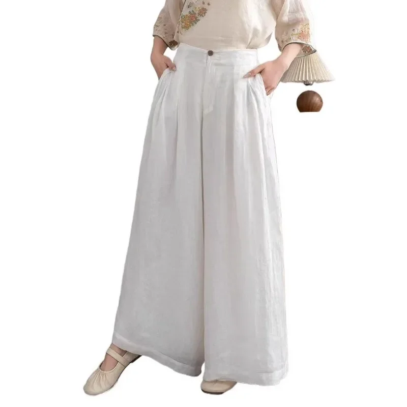 Wide-leg pants summer new, temperament high-waisted trousers women's simple double-layer solid-color casual pants
Wide-leg pants summer new, temperament high-waisted trousers women's simple double-layer solid-color casual pants