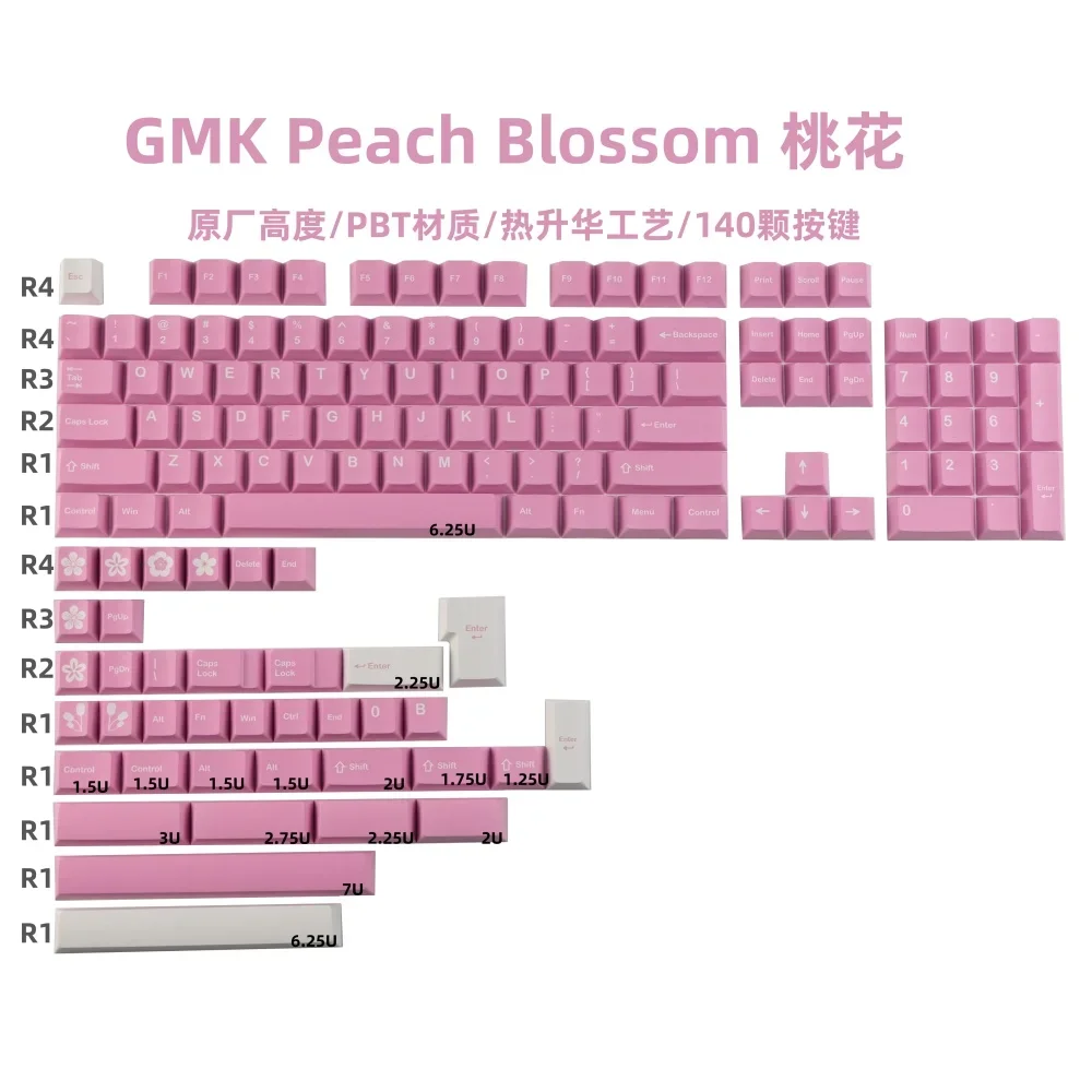 GMK peach blossom keycap PBT hot sublimation original high personality pink mechanical keyboard keys
GMK peach blossom keycap PBT hot sublimation original high personality pink mechanical keyboard keys