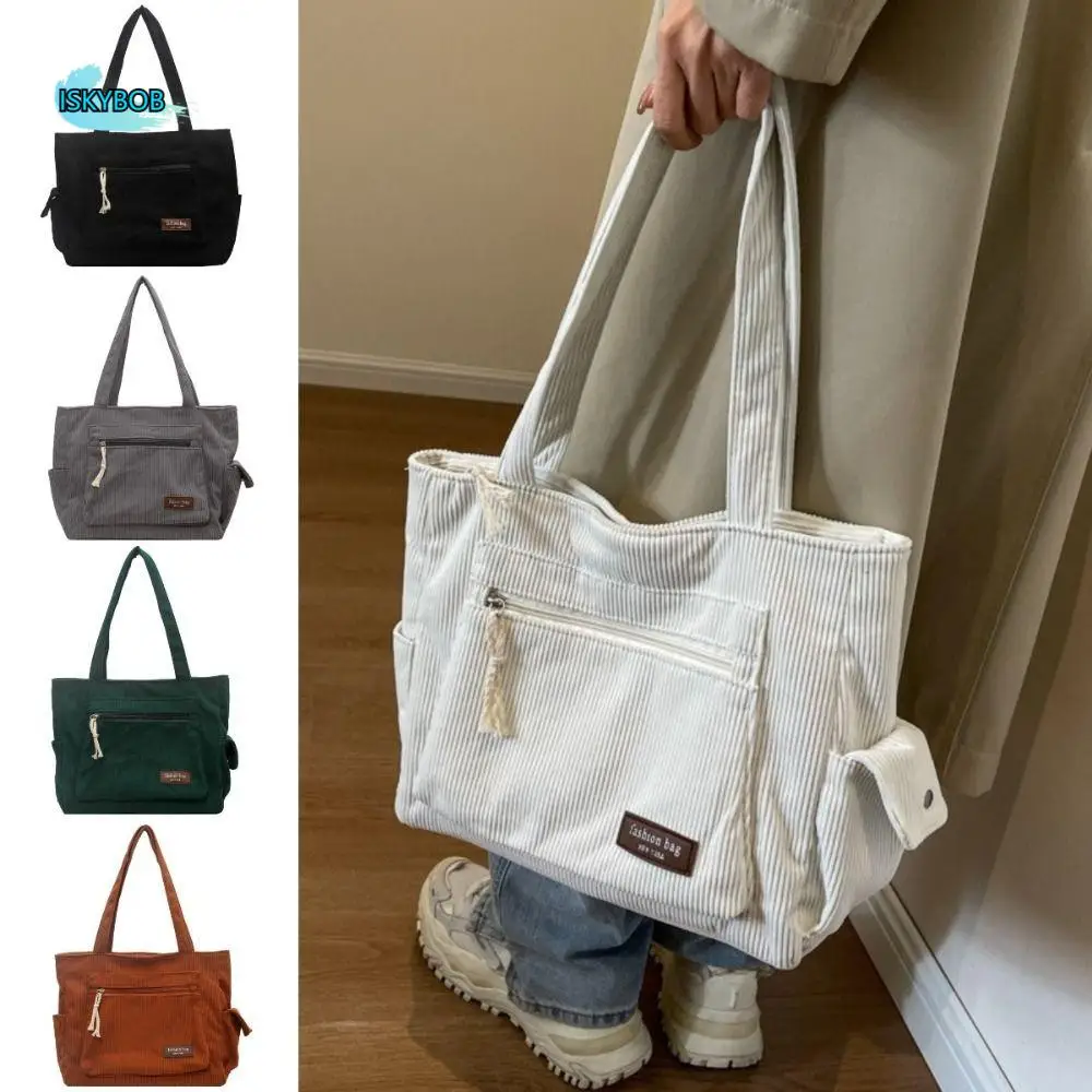 Solid Color Corduroy Tote Bag Korean Style Multi Pockets Single Shoulder Bag Commuting Large Capacity Shopping Handbag Girls
Solid Color Corduroy Tote Bag Korean Style Multi Pockets Single Shoulder Bag Commuting Large Capacity Shopping Handbag Girls