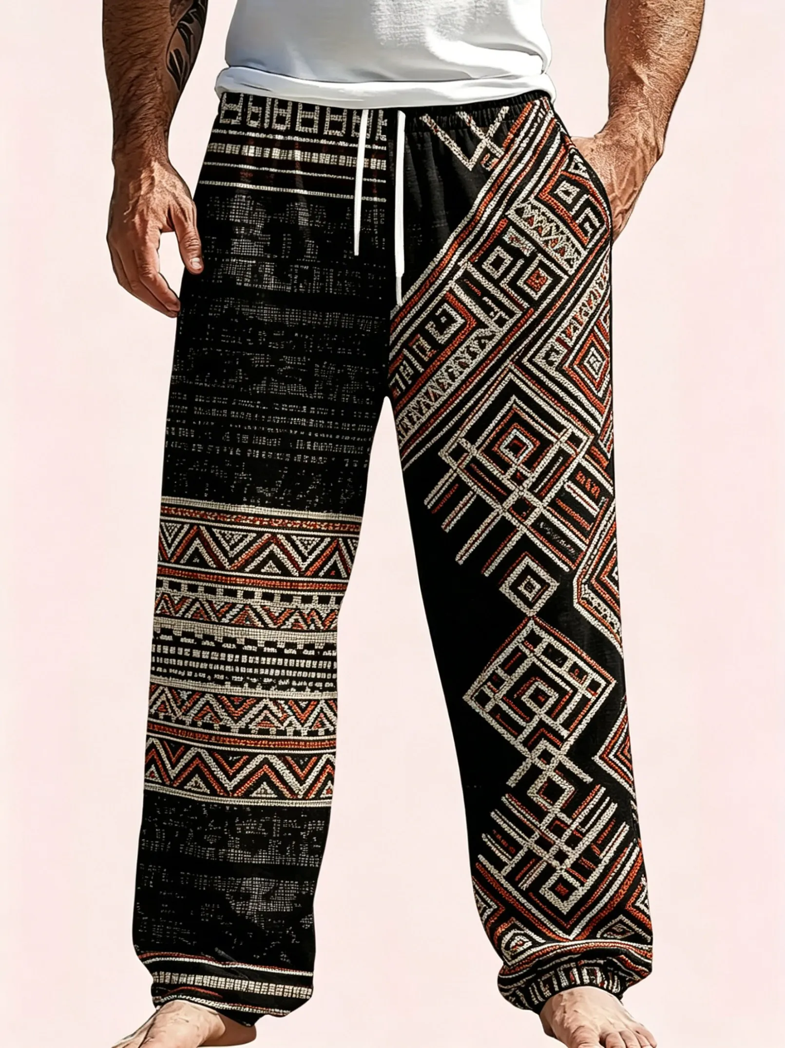 Men's Spring Summer Casual Pants, Aztec Geometric Tribal Print Drawstring Trousers for Daily Street Holiday & Leisure Outfit
Men's Spring Summer Casual Pants, Aztec Geometric Tribal Print Drawstring Trousers for Daily Street Holiday & Leisure Outfit