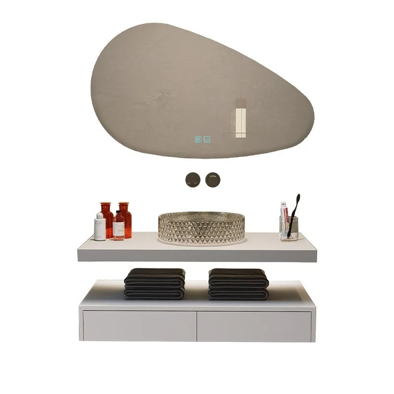 Modern simple wind bathroom cabinet combination bathroom glass table basin rock slab washing hand washbasin
Modern simple wind bathroom cabinet combination bathroom glass table basin rock slab washing hand washbasin