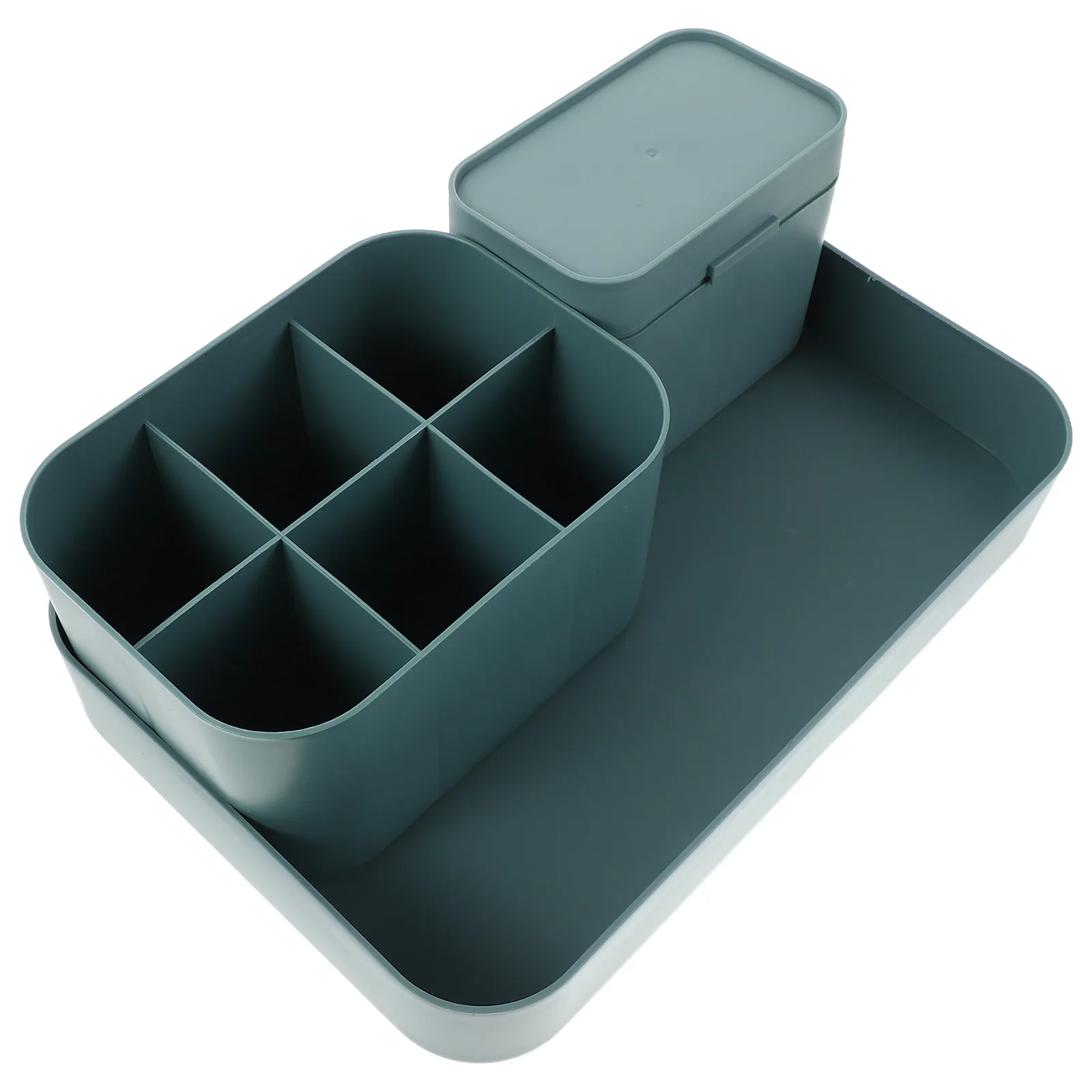 Набор стильных пластиковых органайзеров для маникюрных инструментов с просторным лотком, подставкой для ручек и контейнером для ватных дисков
Набор стильных пластиковых органайзеров для маникюрных инструментов с просторным лотком, подставкой для ручек и контейнером для ватных дисков